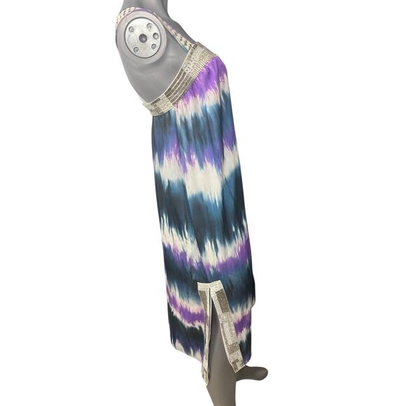 Calypso St. Barth Silk Jeweled Tie Dye Mini Dress 8 Embellished Vacation Resort - Picture 6 of 12